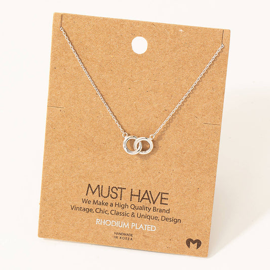 Dainty Dual Circle Link Pendant Necklace